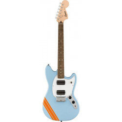 SQUIER by FENDER BULLET MUSTANG FSR HH DAPHNE BLUE w/COMPETITION STRIPES