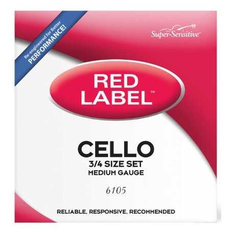 D'ADDARIO Super Sensitive 6105 Red Label Cello String Set - 3/4 Size