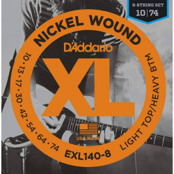 D'ADDARIO EXL140-8 XL NICKEL WOUND LIGHT TOP / HEAVY BOTTOM 8-STRING (10-74)