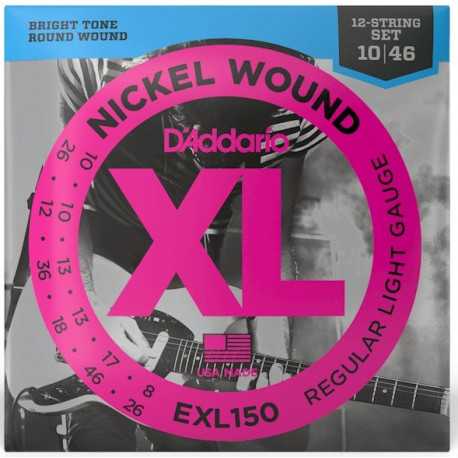 D'ADDARIO EXL150 XL NICKEL WOUND REGULAR LIGHT 12-STRING (10-46)