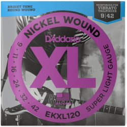 D'ADDARIO EKXL120 XL NICKEL WOUND SUPER LIGHT REINFORCED (09-42)