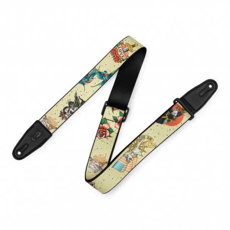 LEVY'S MP2TAT-005 2″ Tattoo Series Poly Guitar Strap - Old School