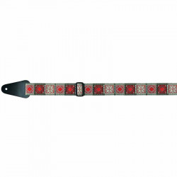 GEWA Guitar Straps F&S Folk Jacquard Variants Red Silver Black (531.065)