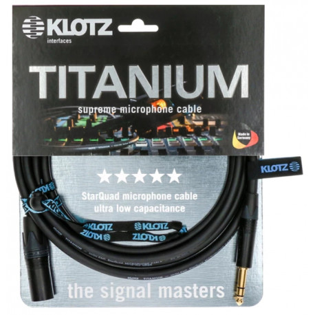 KLOTZ AT TITANIUM STARQUAD ANALOG AUDIO CABLE WITH MALE XLR TO BALANCED JACK PLUG 3 M