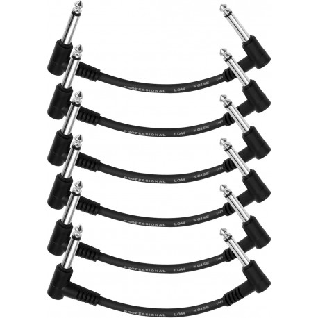 DONNER MUSIC 15CM GUITAR PATCH CABLE BLACK 6-PACK - инструментальный патч кабель