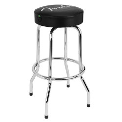 FENDER 30" SPAGHETTI LOGO PICK POUCH BARSTOOL, BLACK AND CHROME