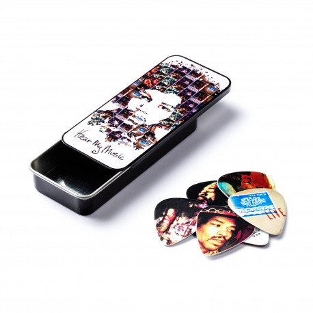 Dunlop JH-PT07M Jimi Hendrix Hear My Music Pick Tin Medium (12 шт.)