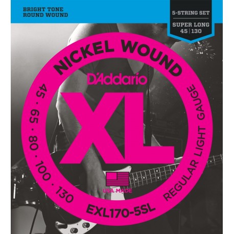 D`ADDARIO EXL170-5SL XL REGULAR LIGHT 5 STRING 45-130