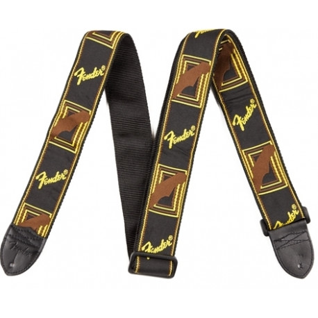 FENDER 2' MONOGRAMMED BLACK/YELLOW/BROWN STRAP