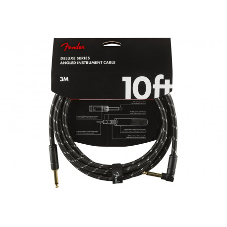 FENDER CABLE DELUXE SERIES 10' ANGLED BLACK TWEED