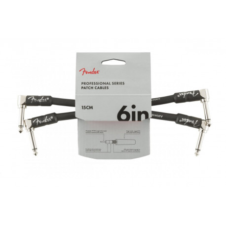 FENDER CABLE PROFESSIONAL SERIES 6" PATCHES (PAIR) BLACK