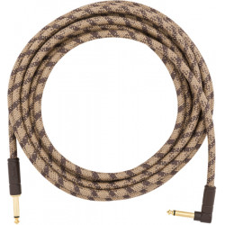 FENDER 18.6' ANGLED FESTIVAL INSTRUMENT CABLE PURE HEMP BROWN STRIPE