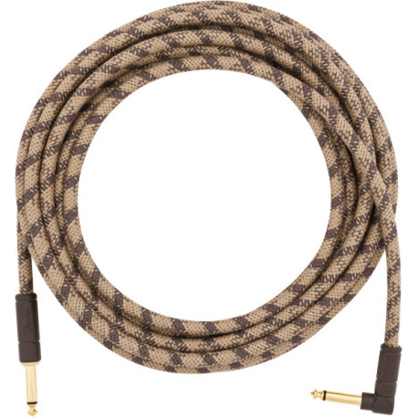 FENDER 18.6' ANGLED FESTIVAL INSTRUMENT CABLE PURE HEMP BROWN STRIPE