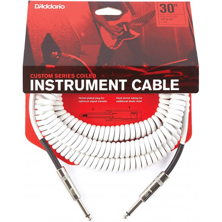 D`ADDARIO PW-CDG-30WH Coiled Instrument Cable - White