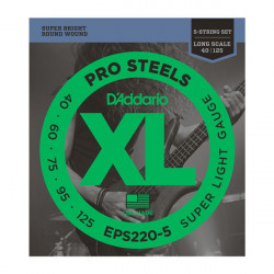 D`ADDARIO EPS220-5 XL PRO STEELS SUPER LIGHT 5 STRING 40-125