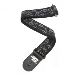 PLANET WAVES PW50JS05 Joe Satriani Guitar Strap Silver Sketches