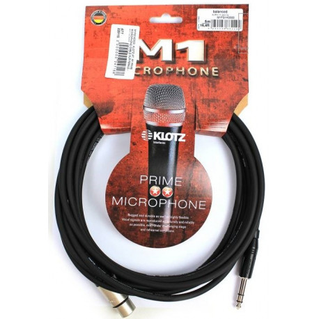 KLOTZ M1 PRIME MICROPHONE CABLE XLR FEMALE - BALANCED JACK 5 M