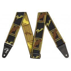 FENDER 2" WEIGHLESS MONOGRAMMED STRAP BLACK/YELLOW/BROWN